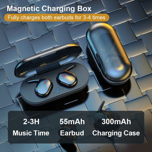 Bluetooth 5.0 Wireless Stereo Earphones Earbuds In-ear Noise Reduction Waterproof Headphone Headset With Charging Case