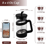 Large Travel, 34 oz Portable Coffee Maker, Cold Heat Press Coffee Tea Brewer 1000ML