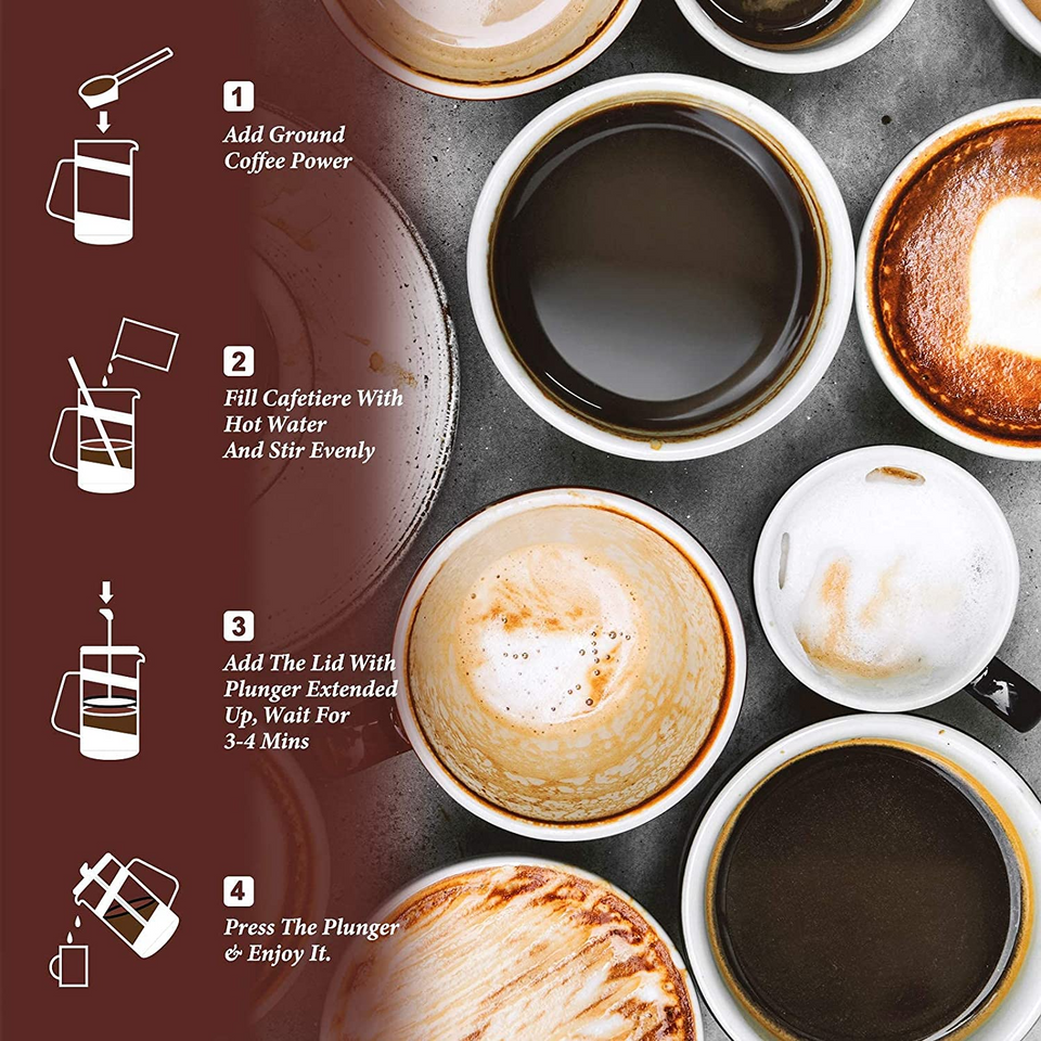 Large Travel, 34 oz Portable Coffee Maker, Cold Heat Press Coffee Tea Brewer 1000ML